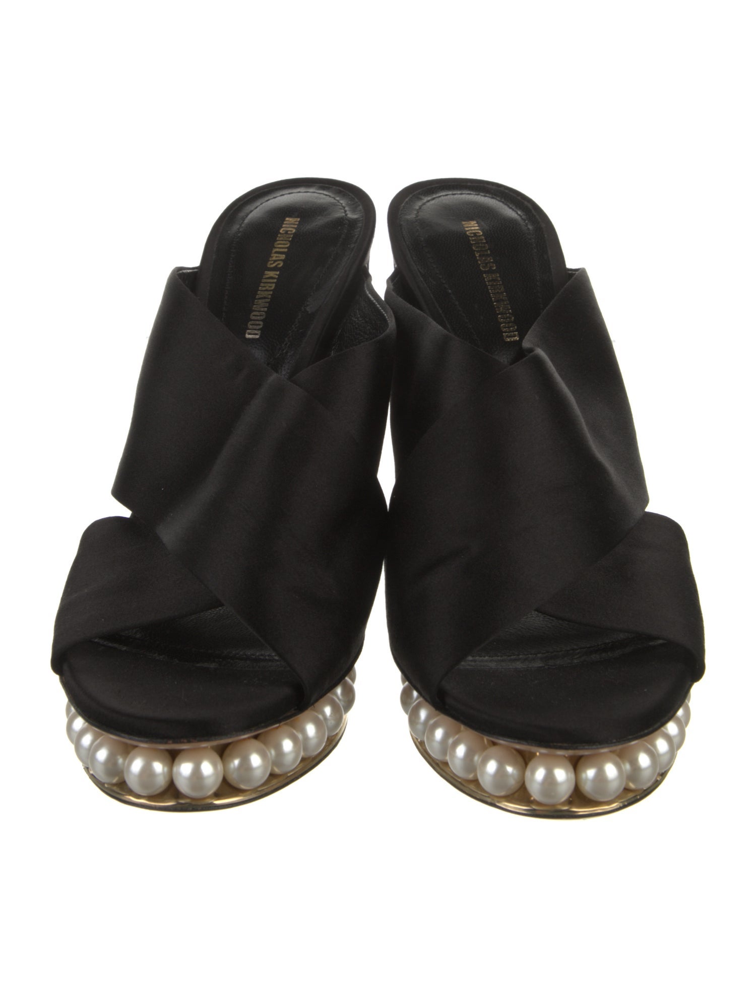 Nicholas Kirkwood Faux Pearl Accents Satin Slides